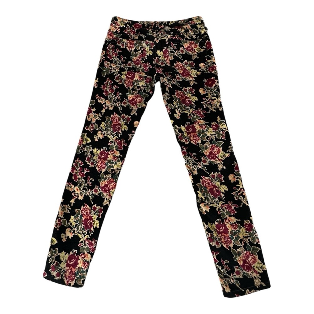 Free People Size‎ 27 Corduroy Black Floral Pants Jeans Slim Straight - Picture 4 of 16